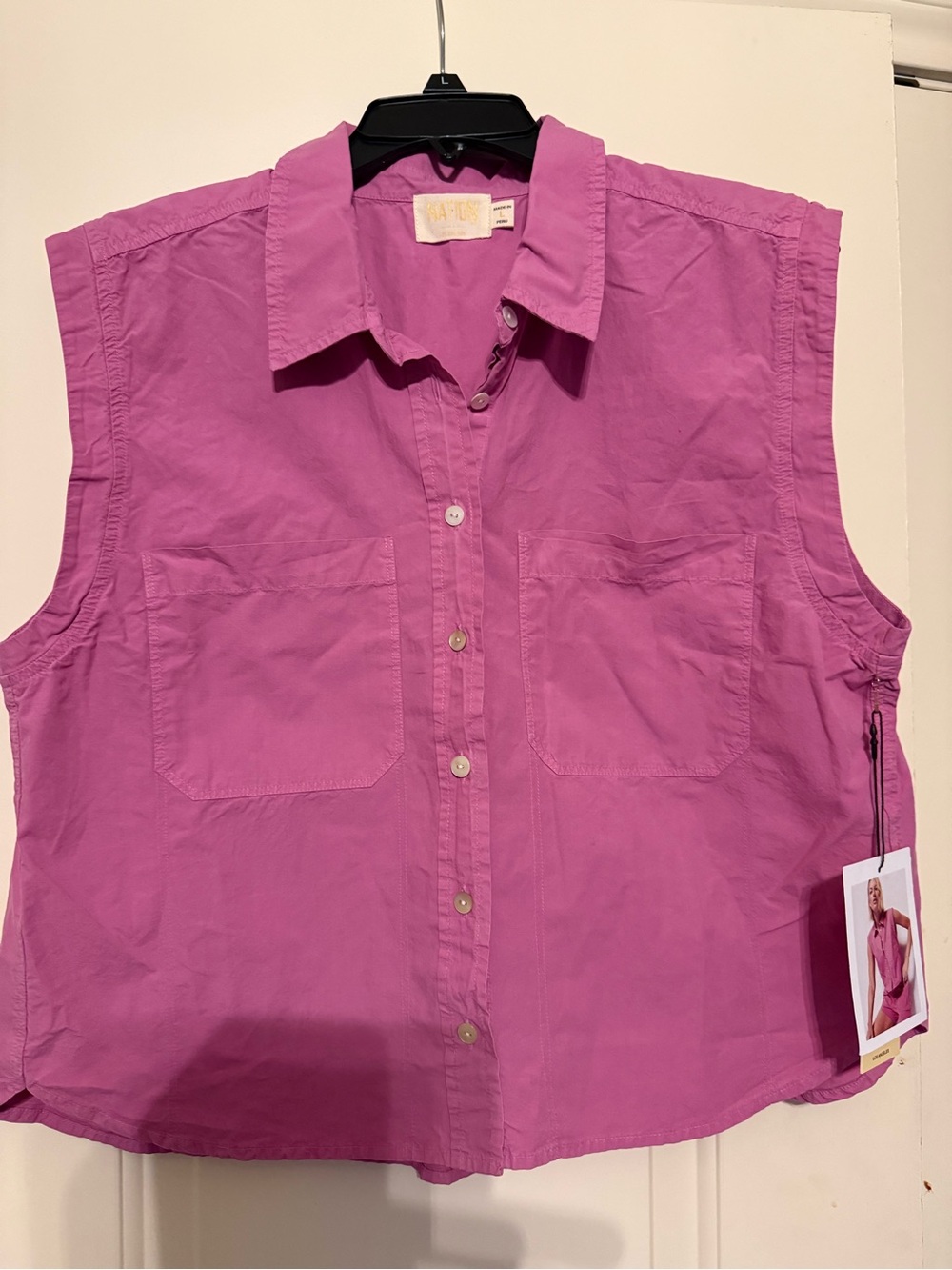 Nation LTD Sleeveless Button-Front Top in Magenta